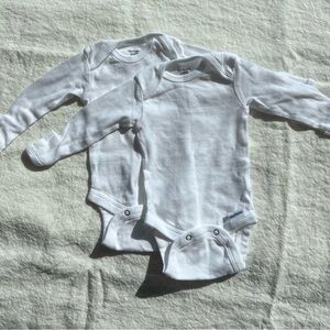 Gerber White Long-Sleeve Baby One-Piece Bodysuits - 2 Pack